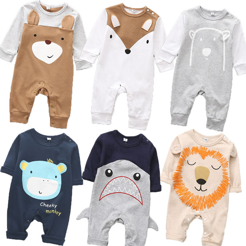 Macacão infantil de algodão com animais fofos, roupas para bebês recém-nascidos de algodão para meninos e meninas, 2020