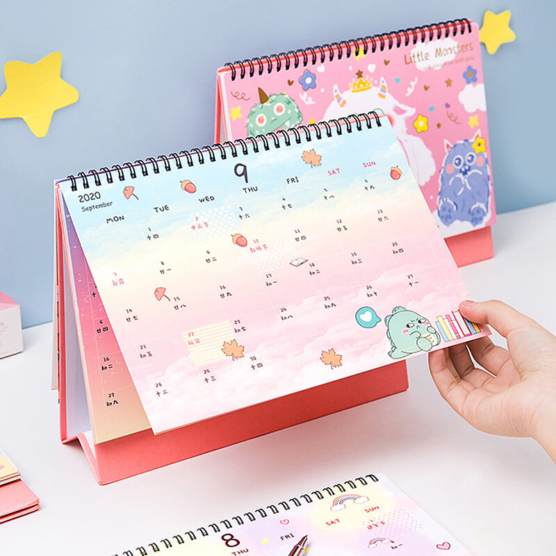 Cute Creative 2021 Mini Desktop Desk Calendar Personality Decoration Work Note Calendar New Year Plan Schedule