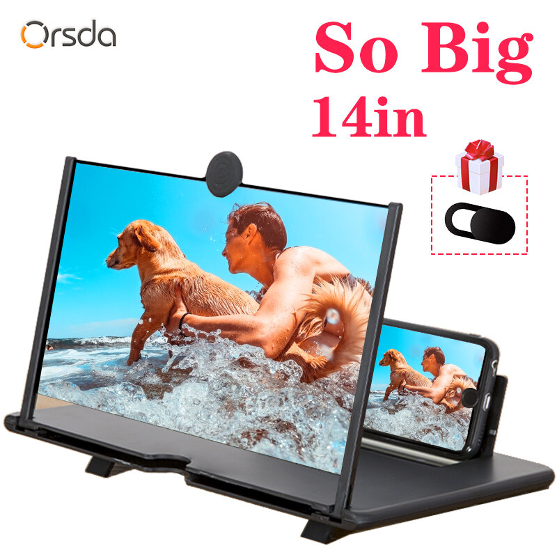Orsda 14-inch 3d phone screen amplifier HD Eyes Protection Display Video  universal Screen Amplifier Support all smart phone
