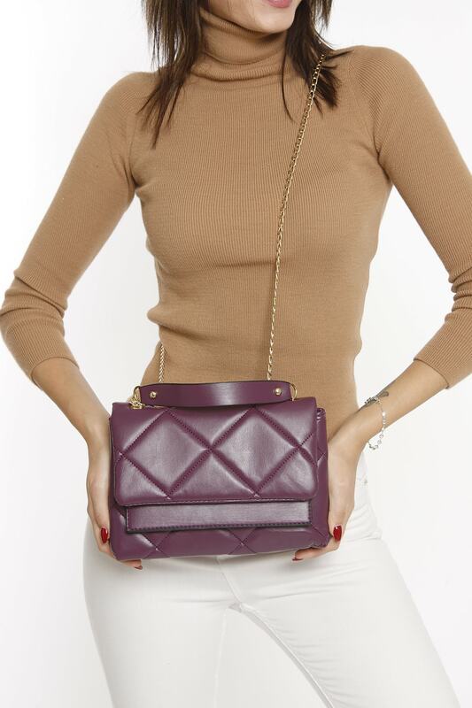 Femmes violet chaîne détaillée sac à bandoulière mode tendance bandoulière imperméable velours cuir décontracté femmes sac à bandoulière