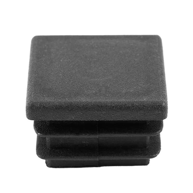 Tubo de plástico duro de 20mm x 20mm, extremo plano insertado, enchufe de extremo de pata de mesa, 10 piezas, negro
