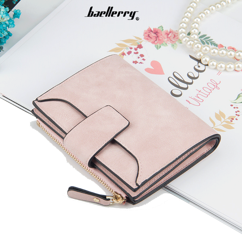 Luxury brand leather ladies wallet buckle small and slim coin purse ladies wallet card holder wallet designer wallet