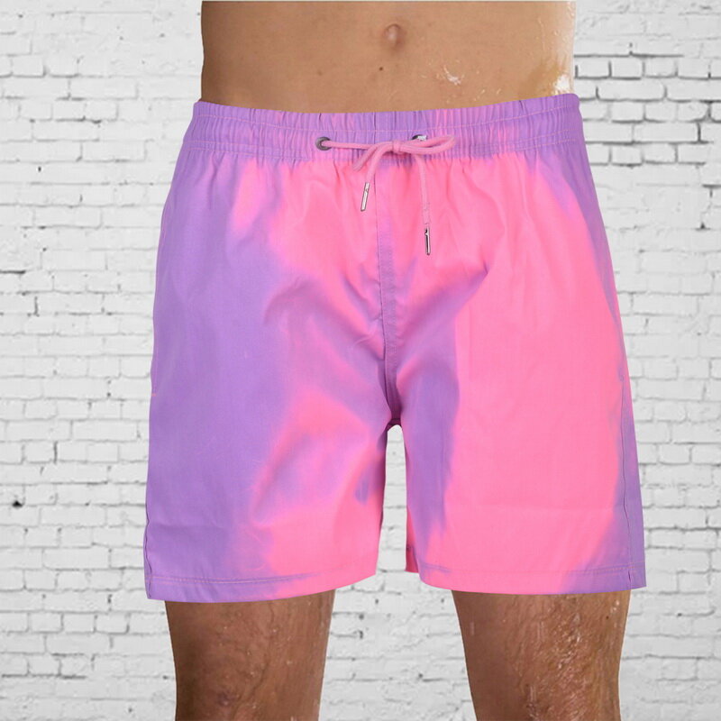 Мужские пляжные шорты 2021, волшебные сменные цвета плавки, одежда для серфинга с низкой талией, купальные шорты, быстросохнущие