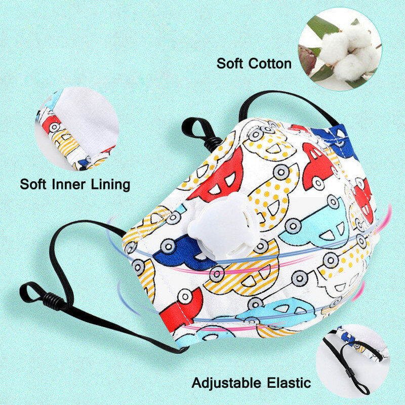 Masques Anti-pollution en coton pour enfants, 3 pièces, PM2.5, réglables, Anti-poussière, lavables et réutilisables