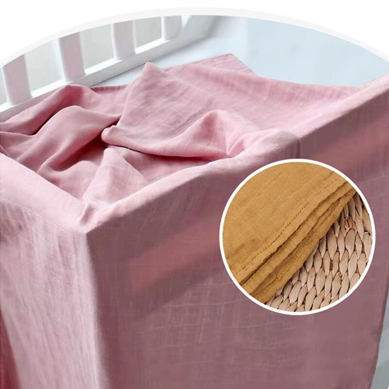 Manta receptora de muselina de fibra de bambú para bebé recién nacido, saco de dormir de gasa de baño de 2 capas, funda para cochecito de 120x120cm