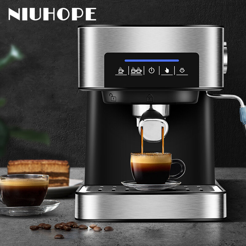Niubope-コーヒーメーカー,ミルク泡立て器付きイタリア型エスプレッソマシン,エスプレッソ,カプチーノ,フラットおよびモカ用