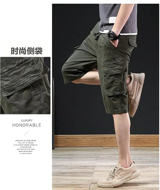 Pantaloncini leggeri da esterno Casual in cotone con coulisse in vita elastica pantaloni Cargo moda Multi tasche di alta qualità