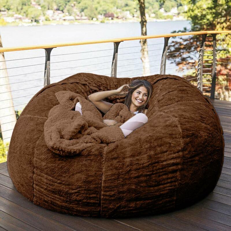 7-pé saco de feijão cadeira pele peluda capa máquina lavável tamanho grande sofá e espreguiçadeira gigante capa de móveis só