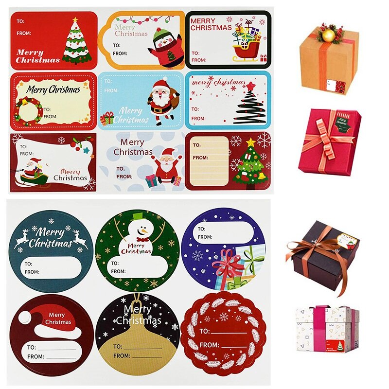5Sheets Merry Christmas Gift Box Tag Sealing Stickers Handmade Packaging Label Sticker for Home Xmas New Year Decoration