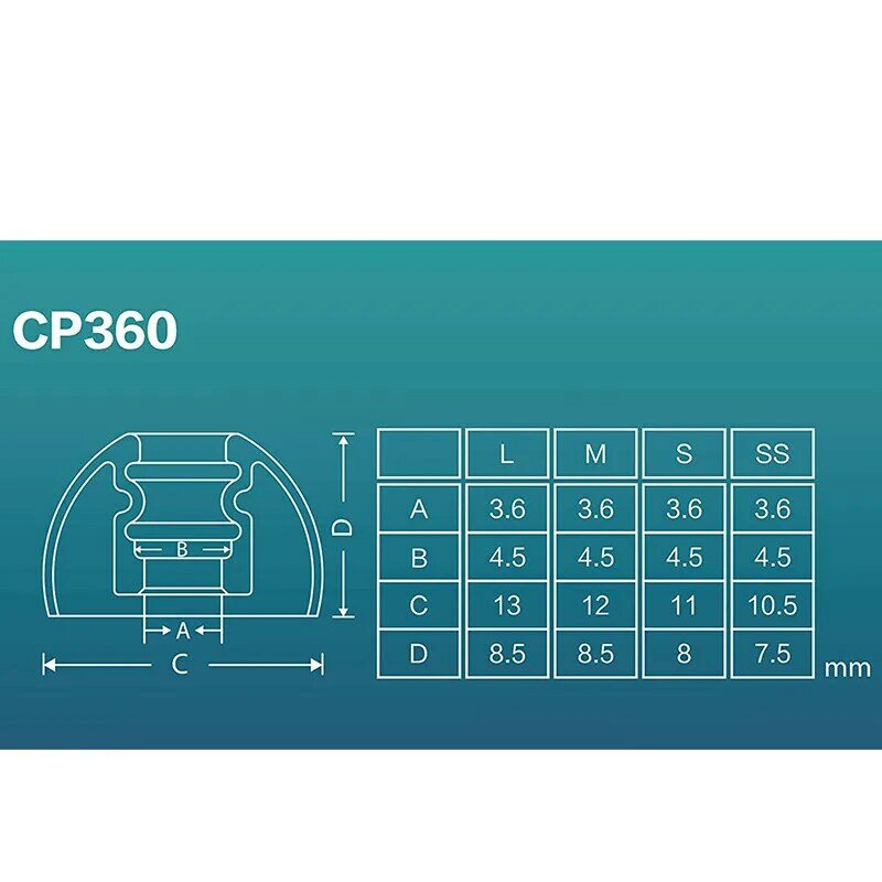 DUNU-SpinFit CP360 실리콘 이어팁, 진정한 무선 블루투스 이어버드 CP360 이어팁, 특허 실리콘 이어팁