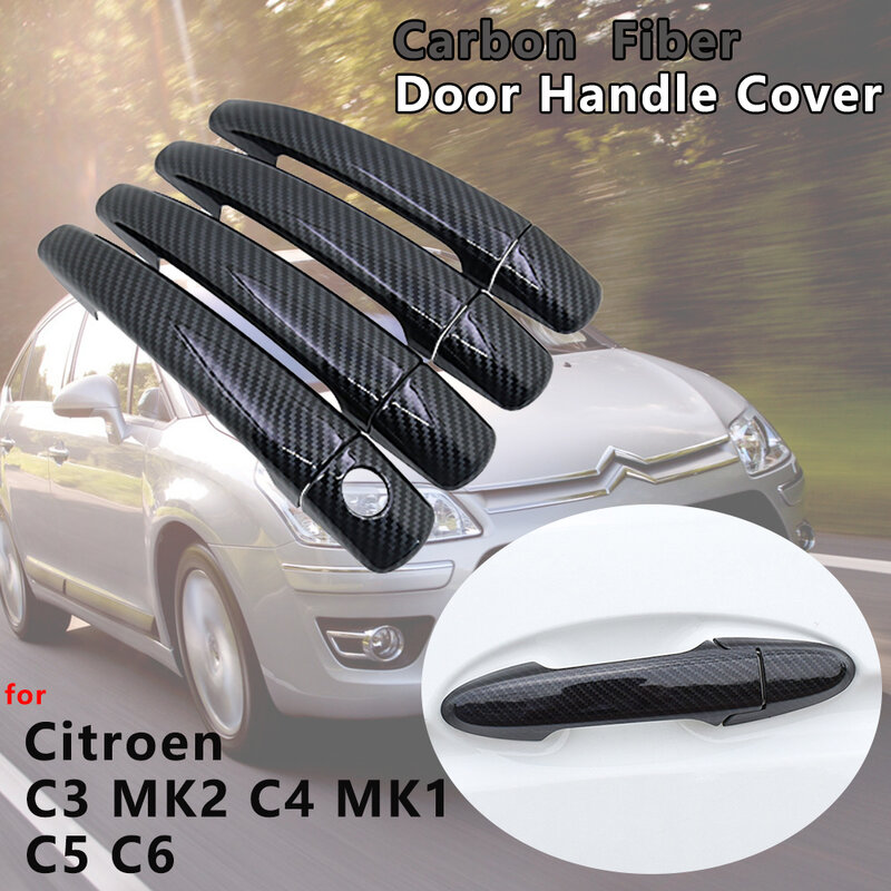 Copertura della maniglia della porta in fibra di carbonio copertura del fermo proteggi gli accessori esterni per auto per Citroen C3 Mk2 C4 Pallas Triomphe Quatre C5 C6