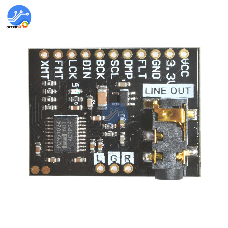 Placa de som raspberry pi phat, placa de áudio com interface i2s, módulo pcm5102 dac, 24 bits, com jack estéreo fora de es9023, pcm1794