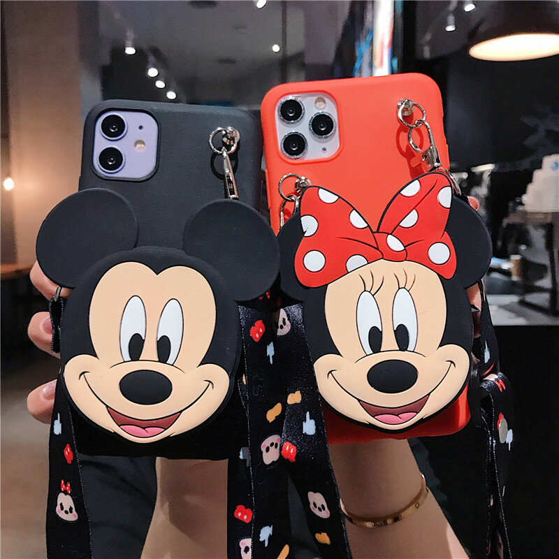 Disney-funda de teléfono estilo Mickey Mouse, carcasa negra para iphone 13, 12 pro max, 11, 8, 7, 6 s, XR PLUS, X, XS, SE, 2020