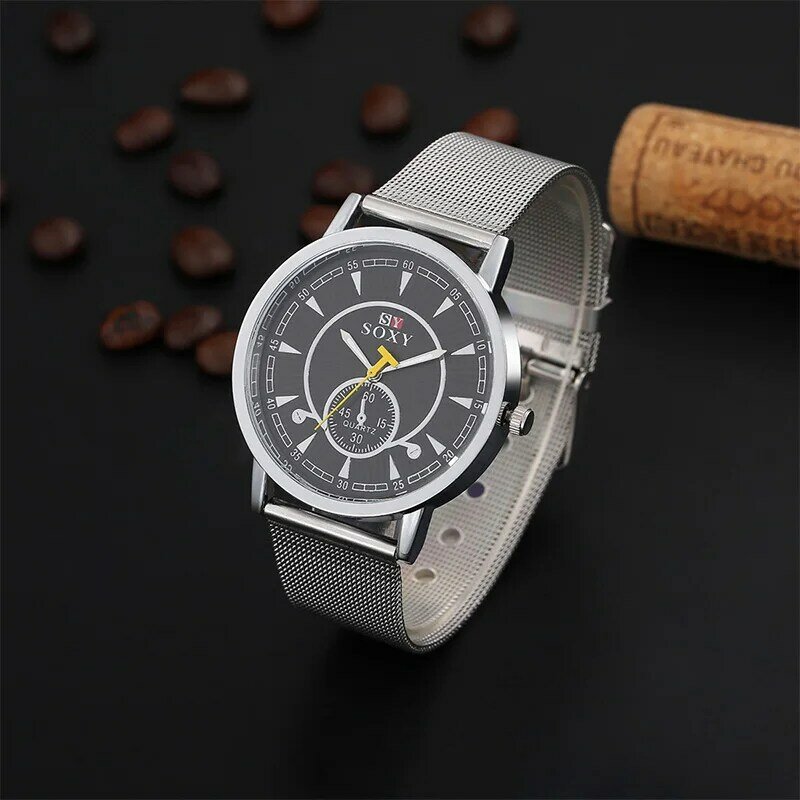 Soxy marca de luxo aço completo relógio de quartzo moda esporte relógios desembaraço masculino relógio de pulso relógio de hora relogio masculino