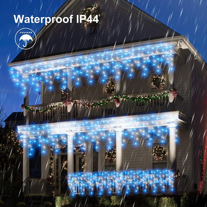 في الهواء الطلق جليد ضوء Led سلسلة ضوء جارلاند عيد الميلاد ضوء الجنية مقبس إضاءة في الستار للمنزل عطلة مصباح الديكور 10 متر