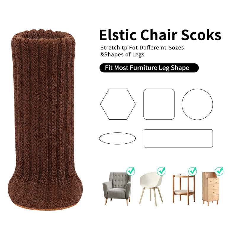 24 PCS Knitted Chair Leg Socks High Elastic Furniture Socks Pads Non-Slip Furniture Feet Caps Covers Protect Legs for furniture