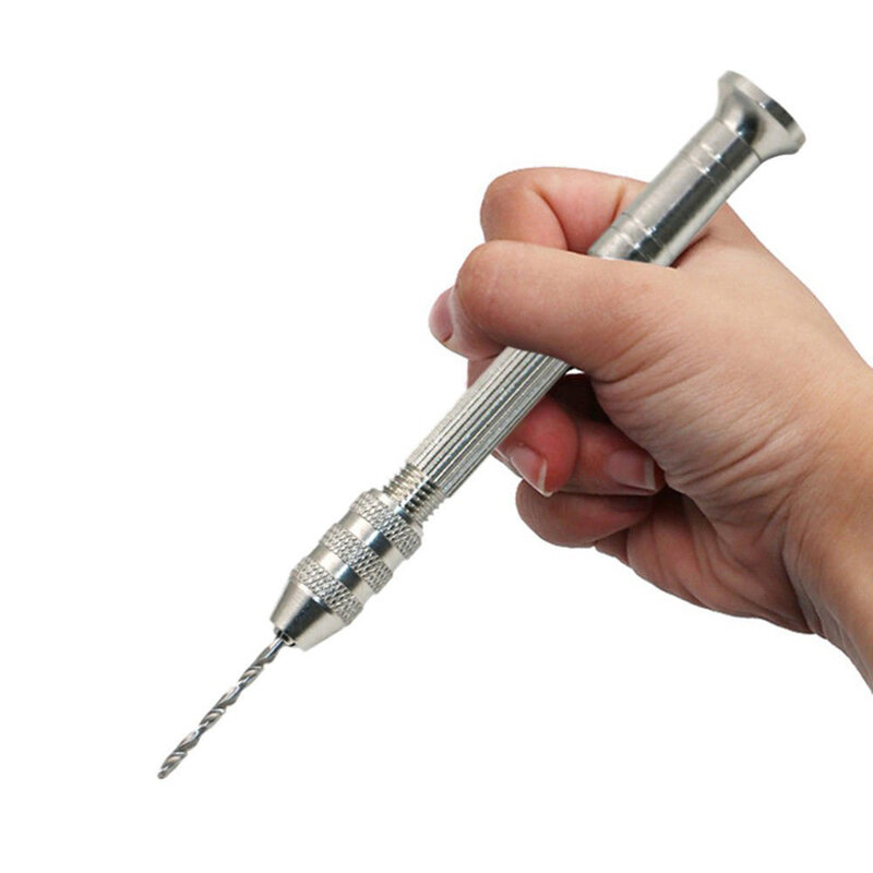 Taladro de mano de aluminio con portabrocas sin llave, herramienta de perforación rotativa para carpintería, 0,8-3,0mm, 10 unidades