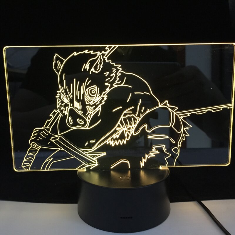 Inosuke-lâmpada de anime hashibira, fire slayer, 16 cores, para decoração noturna, anime kimetsu no yaiba