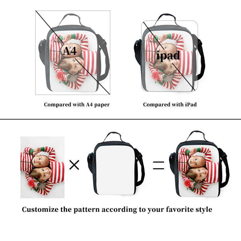 2020 nuova borsa da pranzo per studenti regali personalizzati in poliestere con motivo a colori per l'inizio della scatola da pranzo per ragazzi e ragazze