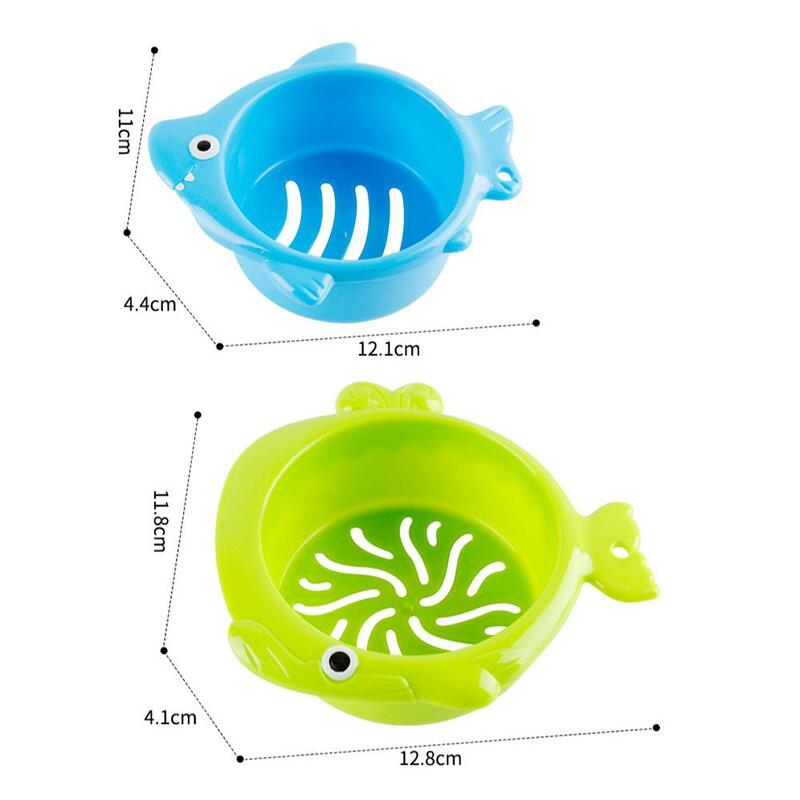 Kuulee Badewanne Stapel Fisch Tasse Pädagogisches Baby Spielzeug Regenbogen Farbe Folding Turm Lustige Kunststoff Haufen Tasse