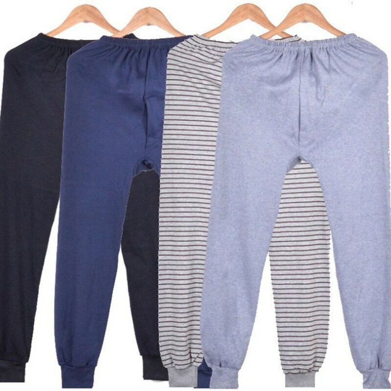 Pantalon thermique en coton pour hommes, confortable, mince, grande taille, ample, en laine, Long, pour personnes d'âge moyen