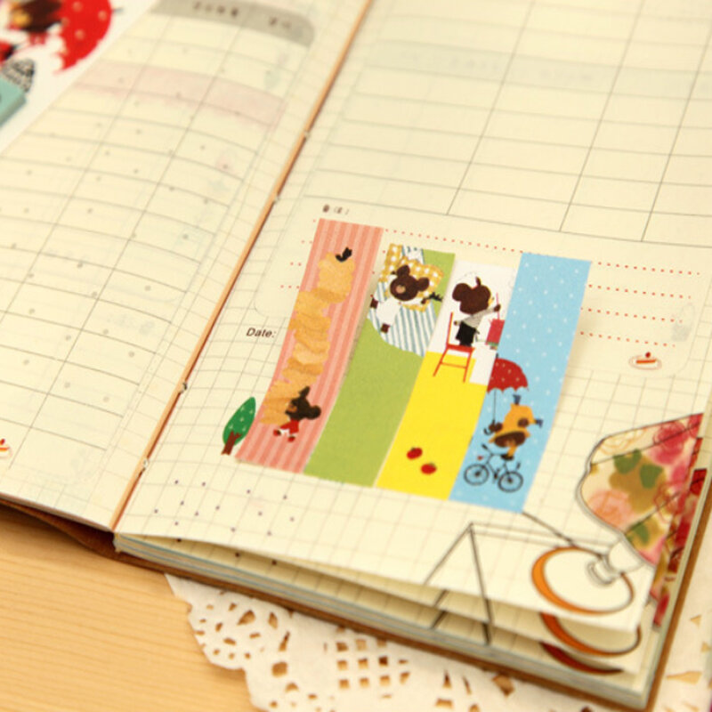 Cuadernos de notas adhesivas para estudiantes y para hacer lista, nuevo, Kawaii, oso feliz, cinco colores, 1 unids/lote
