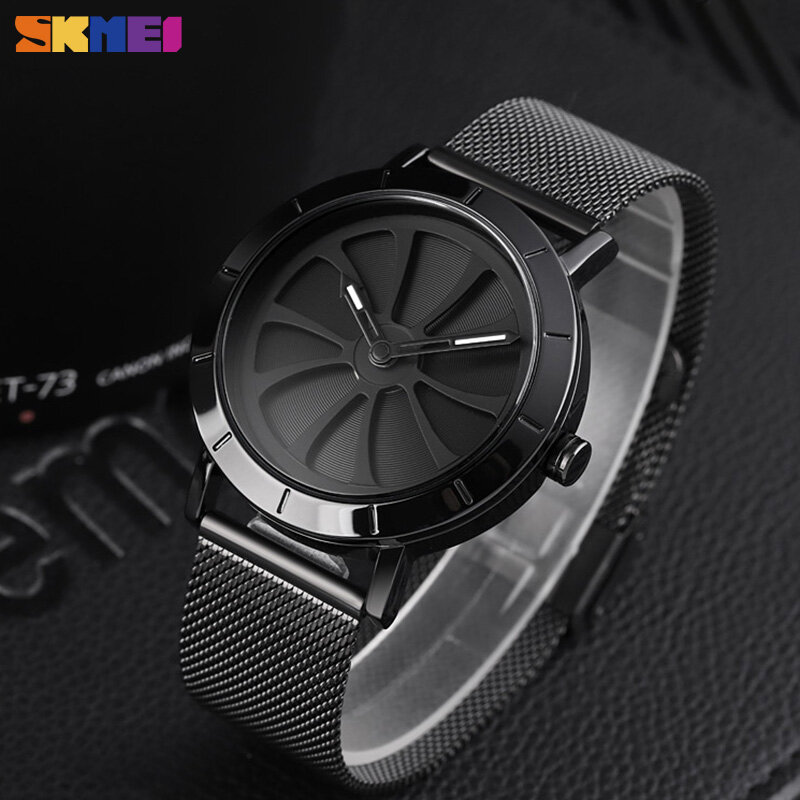 SKMEI-reloj de cuarzo de acero inoxidable para hombre, cronógrafo con diseño Simple y personalizado, resistente al agua, luminoso, 3 bares