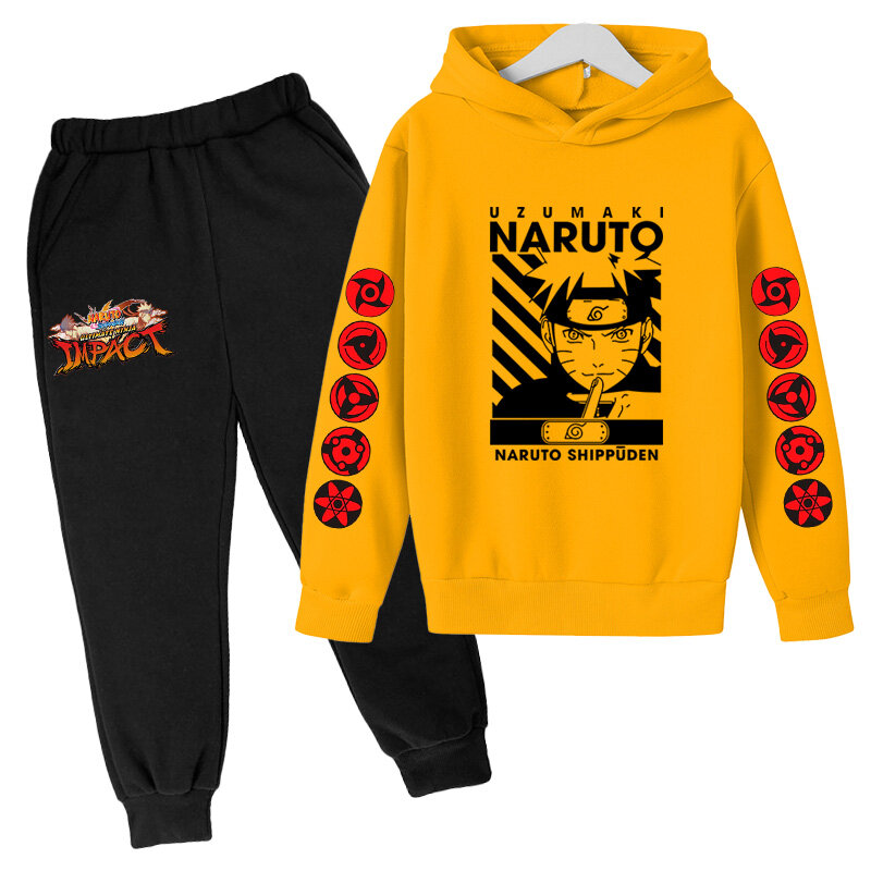 New Comfortable Hooded Nαruto Girls Long Sleeves Spring Autumn Clothes Toddler Sweatshirt Kids sweatshirt+Pants​​​​​​​​​​​​​​​​​
