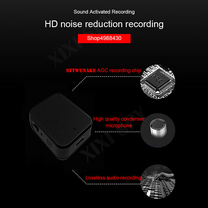 Gravador de voz mini ditaphone áudio som ativado digital profissional micro atração flash drive magnético marca xixi espião