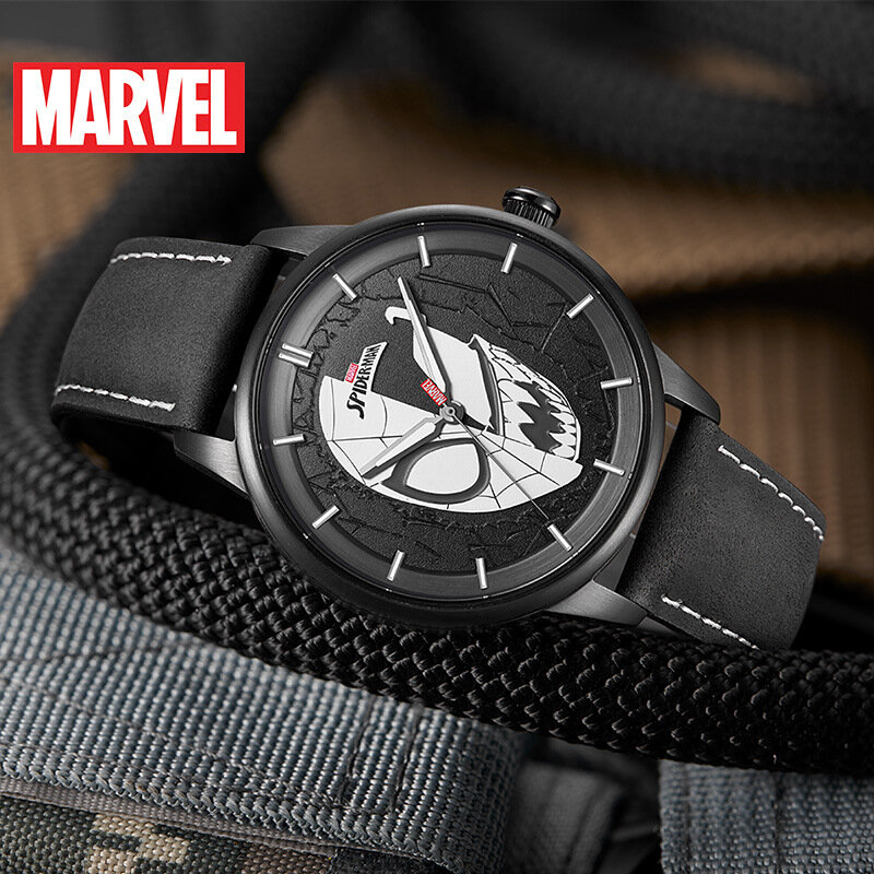Disney Jam Tangan Pria Quartz Baru Kasual Bercahaya Fashion Kepribadian Venom Spider-Man Jam Tangan Marvel
