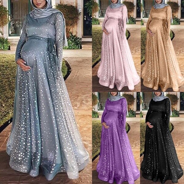 Nova moda maternidade vestido de noite S-5XL plus size muçulmano formal wear 2021 vestido de noite digital impresso roupas