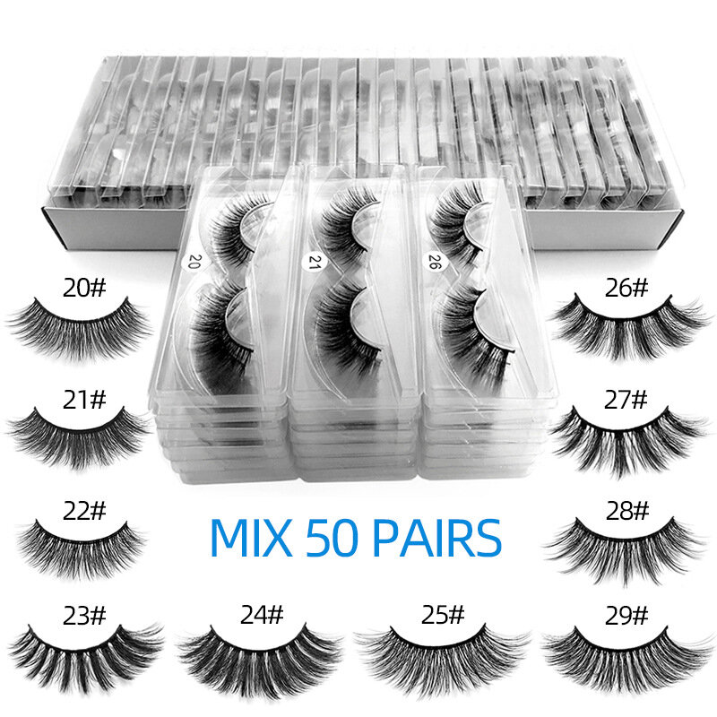 Faux-cils en vison 3D naturels, 10/20/30/40/50, maquillage en vrac, livraison gratuite, vente en gros