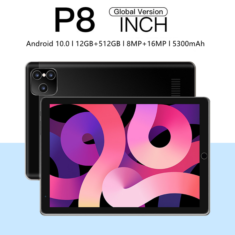 Tablet p80 tablet computador portátil de 8 polegadas 12gb ram + 512gb rom tablet android 10 núcleo mesa android 10.0 jogos portátil sim duplo