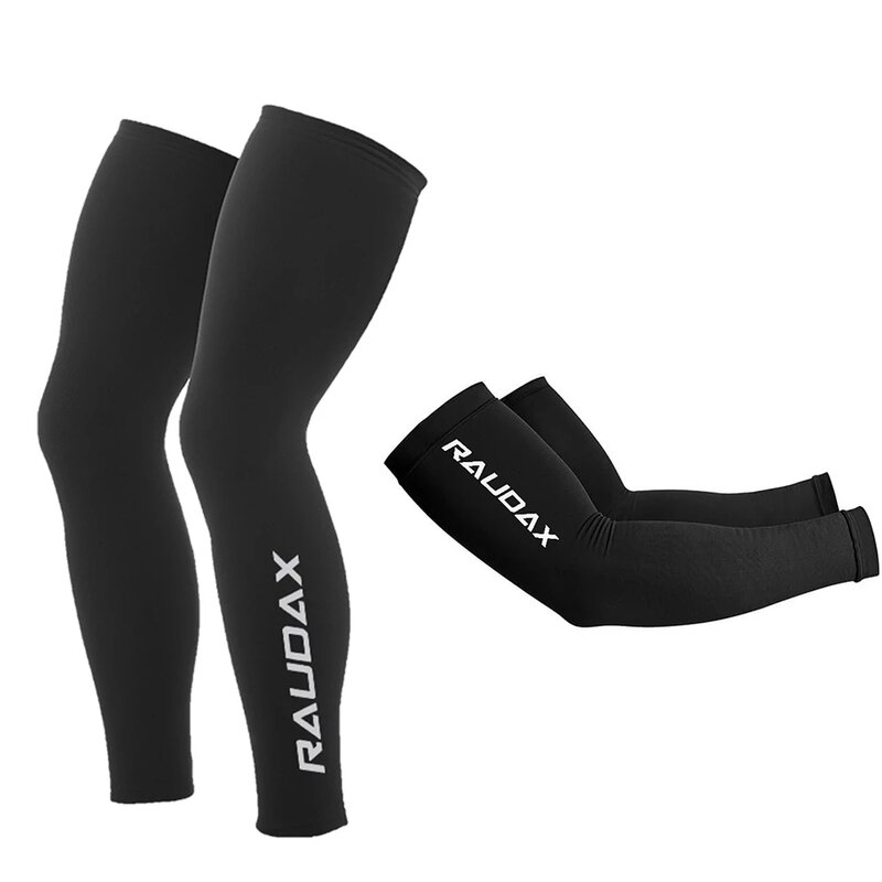 2021 Pro Team Raudax Leg Warmers Black UV Protection Cycling Arm Warmer Breathable Bicycle Running Racing MTB Bike Leg Sleeve