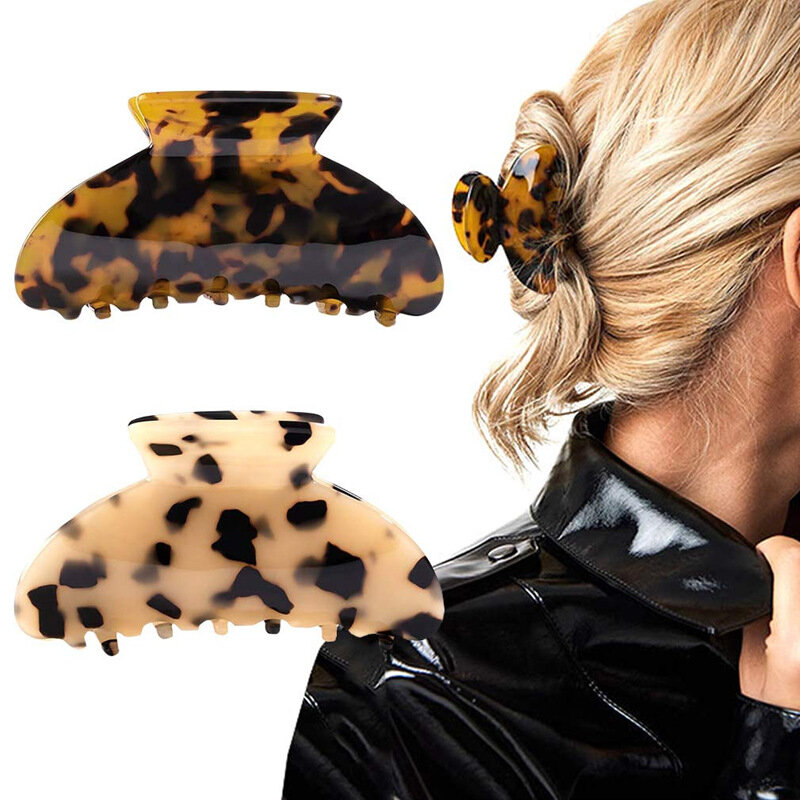 Grande tamanho arcylic leopardo garras de cabelo venda quente grande plástico nova garra para mulheres grampos de cabelo meninas grampos de cabelo garras braçadeira ferramenta de cabelo