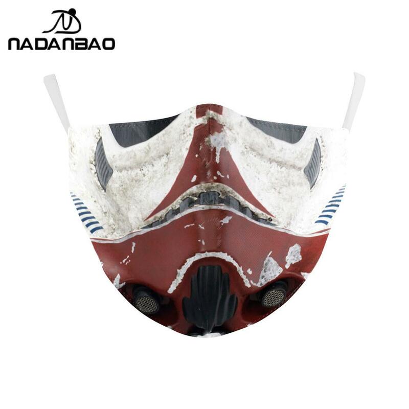 Nadanbao mandalorian cosplay impressão máscara facial adulto criança lavável máscaras tecido reutilizável pm2.5 filtros à prova de poeira