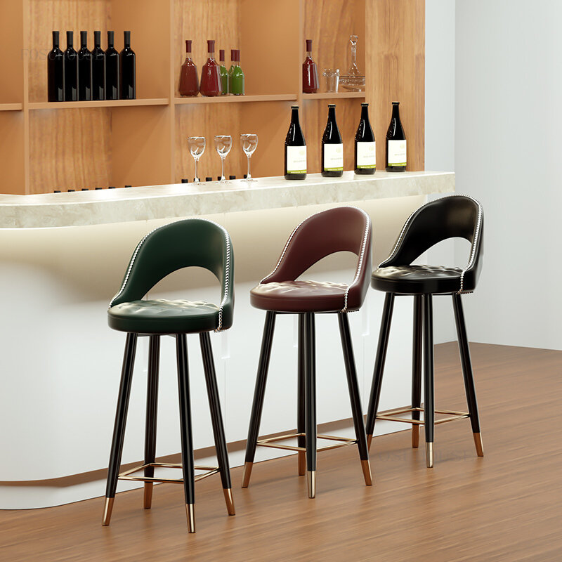 Cadeiras de bar modernas, minimalistas, com encosto alto, móveis para cozinha e cafeteria de luxo, mesa frontal