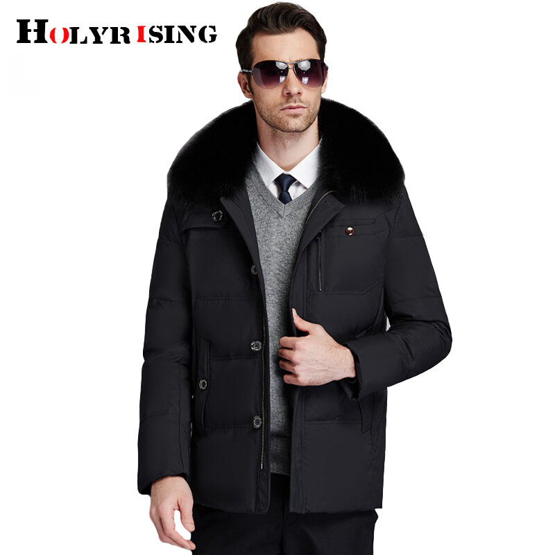 Jaqueta 2019 russa masculina de inverno, casaco quente e grosso para homens com gola de pele e tamanhos de 18944-5
