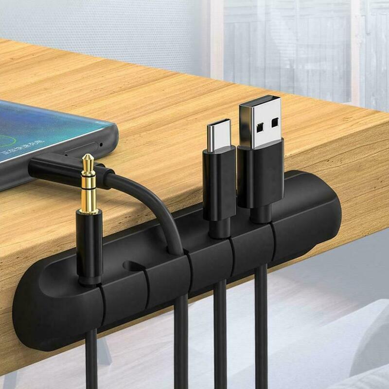 Kabel silikonowy Organizer USB uchwyt na kabel elastyczny kabel Winder Management zaciski kablowe uchwyt na klawiatura z myszką słuchawki samochodowe