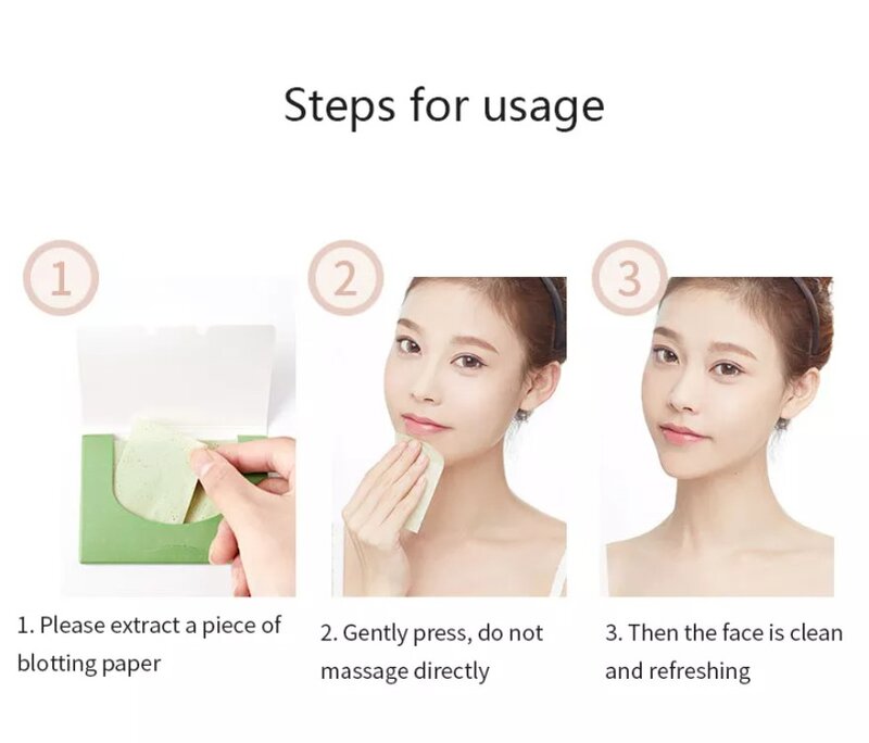 Control de aceite Facial portátil, papel secante láminas para aceite, herramientas para belleza Facial, 100 Uds.