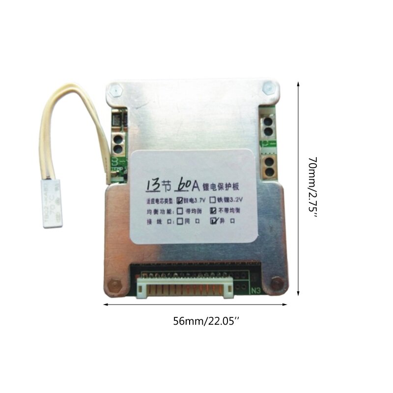 13S 48 فولت 60A لوح حماية البطارية بطارية ليثيوم أيون BMS PCB المعادل