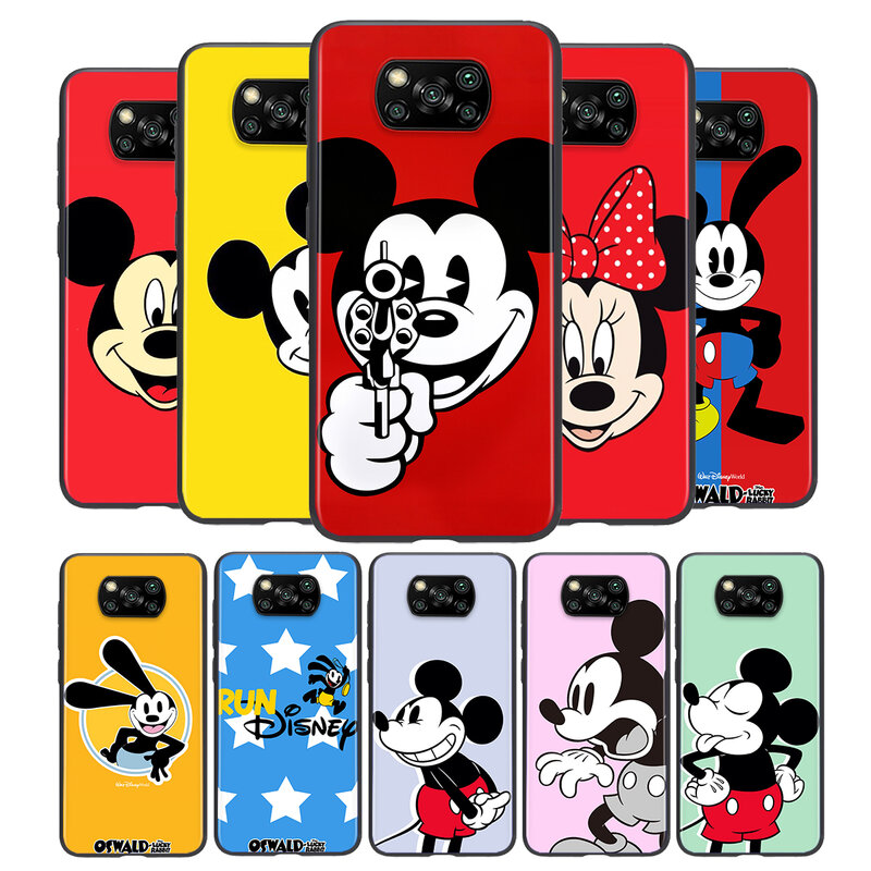 Disney-funda negra de Mickey Mouse, para Xiaomi Mi Play Mix 3, A2, A1, 6X, 5X, Poco X3, NFC, GT, M3, M2, X2, F3, F2 Pro, C3, F1