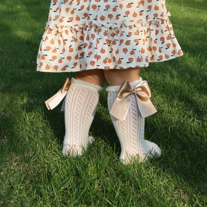 Calzini per bambina calzini traspiranti in maglia di cotone con fiocco per neonato calzini per neonate antiscivolo per neonato 0-3 anni roba economica