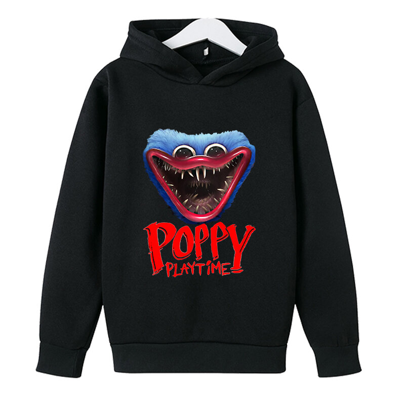 Hoodie Waktu Putar Poppy Anak-anak Mode Anak Laki-laki/Perempuan Harajuku Sweatshirt Huggy Wuggy Model Musim Semi dan Musim Gugur Pakaian Horor Lengan Panjang