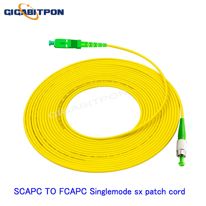FC-SC Patch Cord FC/APC-SC/APC Kabel Fiber Optik SM SX 3.0Mm G652D FTTH Patch Cord 10 Buah/Pack