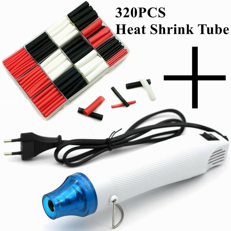 220V  110V Hot Air Gun and Heat Shrink Tubing Glue inside  Assortment with Adhesive Wire Cable Sleeve Kit