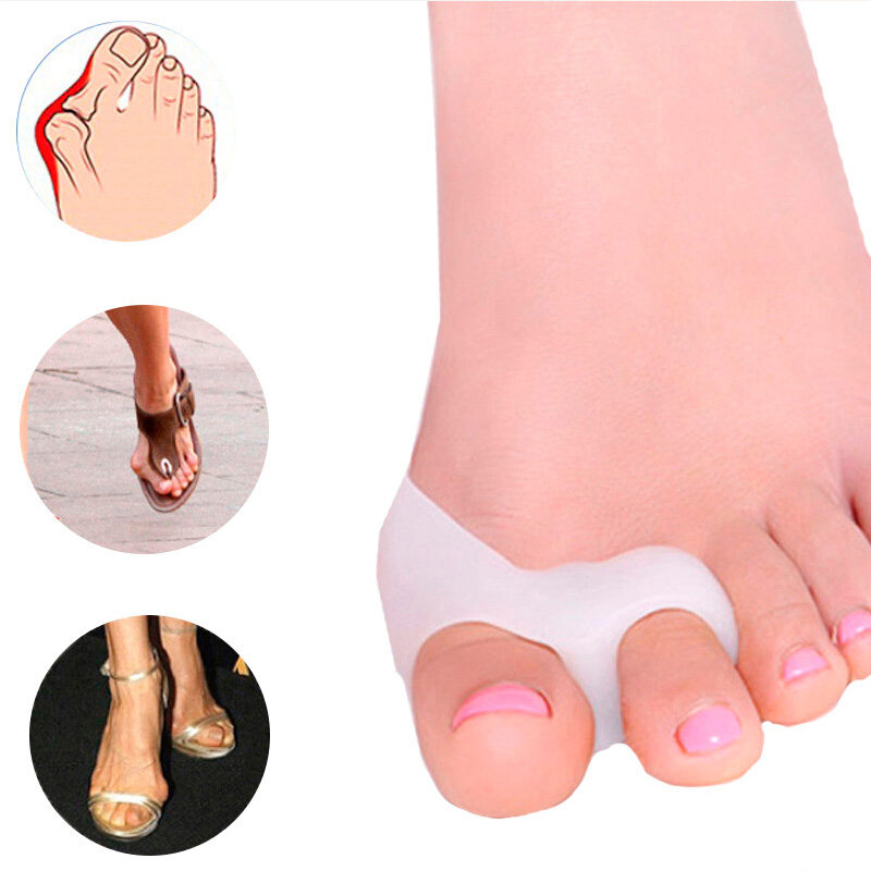 2 pçs silicone gel polegar corrector joint pouco toe protetor separador hallux valgus dedo alisador de cuidados com os pés alívio almofadas