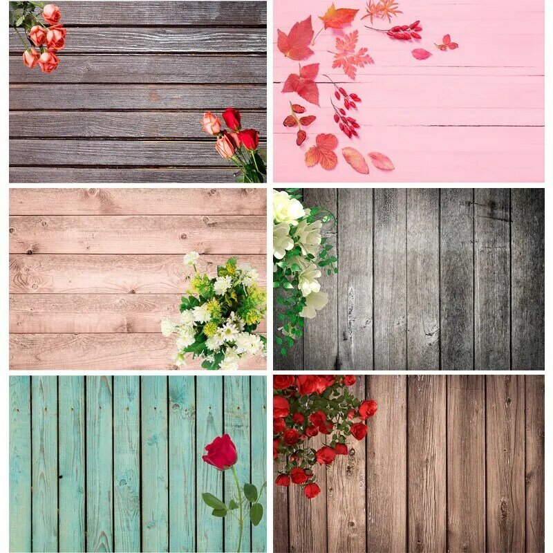 Shengyongbao vinil fundo personalizado fotografia cenários flores planas de madeira fundo de estúdio fotográfico