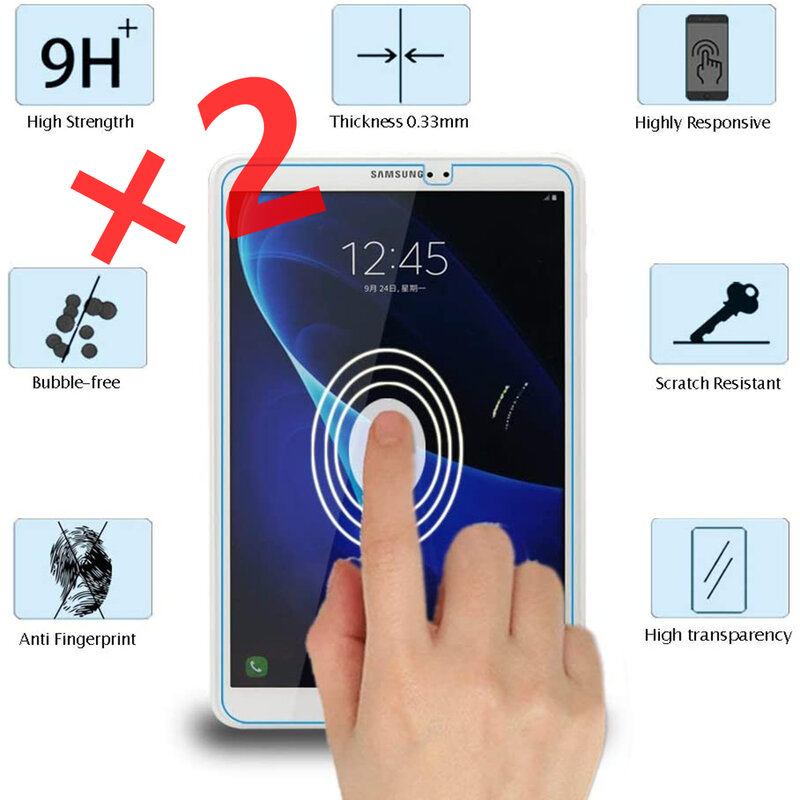 Protecteur d'écran, 2 pièces, Film en verre trempé pour tablette Samsung Galaxy Tab A A6 10.1 (2016) SM-T580 SM-T585