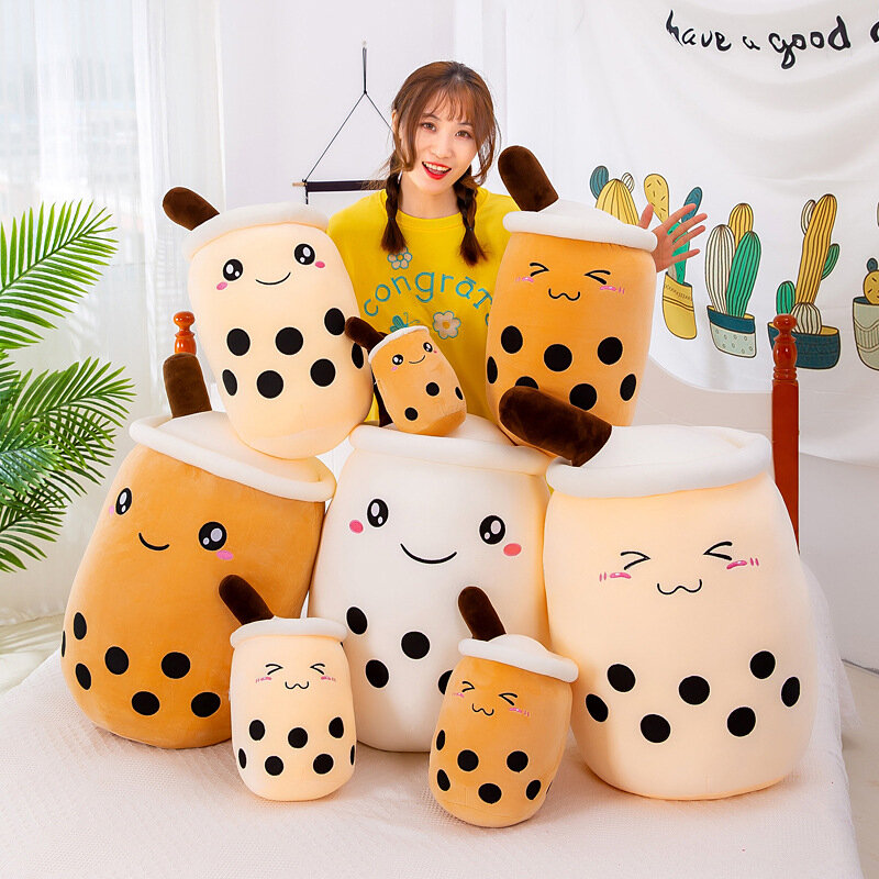 Milk Tea Plush Cup Shaped Pillow Stuffed Soft Back Cushion Teddy Bear Kawaii Doll Anime Bear Stuffed Toy hug Kid Birthday Gift